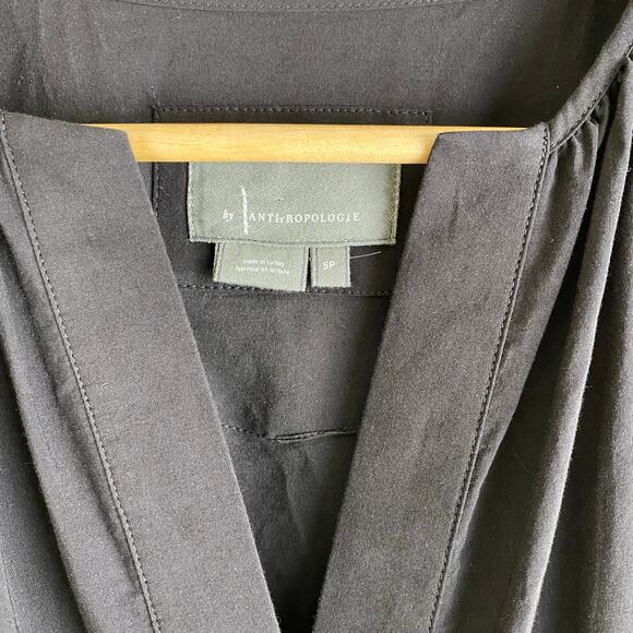 Anthropologie Somerset Maxi Dress Size SP Black Cotton Minimalist Neutral Petite - Picture 12 of 15